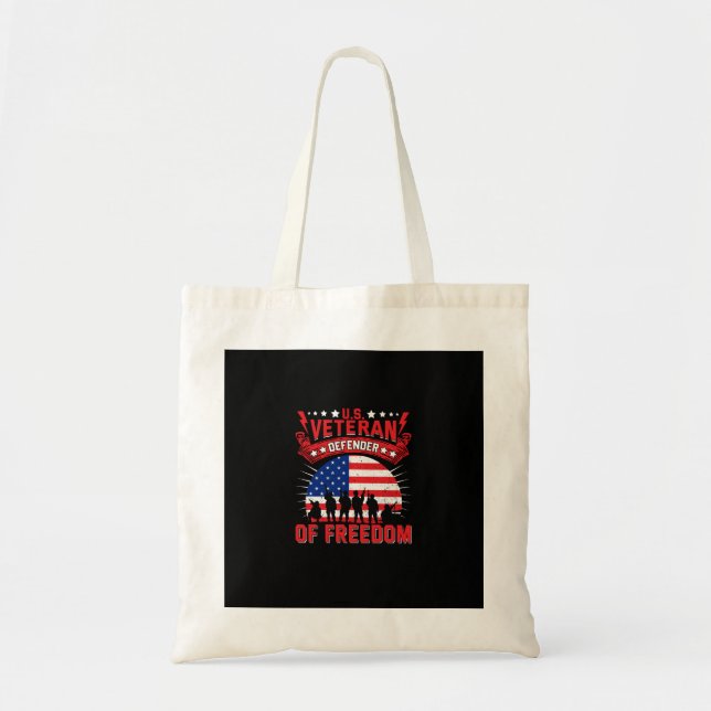 u.s. veteran defender of freedom tote bag (Front)