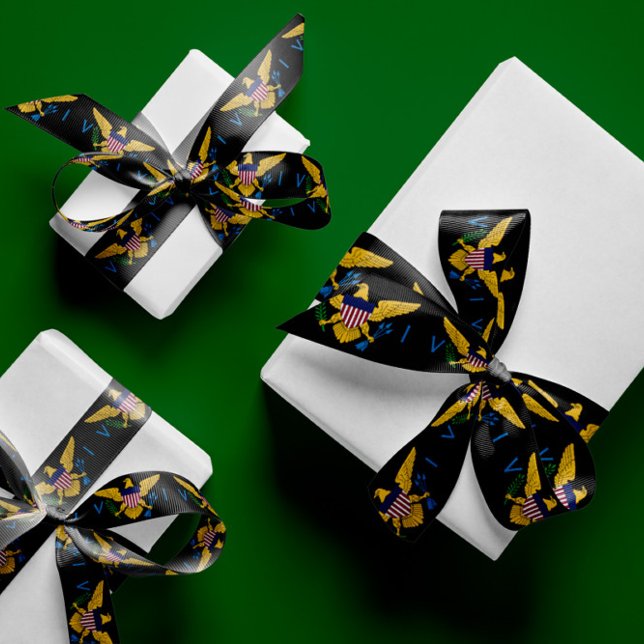 U.S. Virgin Islands Flag, Black - 1.5" Width Satin Ribbon (Creator Uploaded)