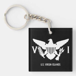 U.S. Virgin Islands Flag   Black & White Key Ring