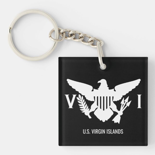 U.S. Virgin Islands Flag | Black & White Key Ring (Front)