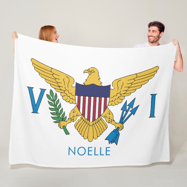 U.S. Virgin Islands Flag Fleece Blanket (In Situ)