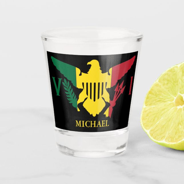 U.S. Virgin Islands Flag | Green Yellow Red Shot Glass (Front)