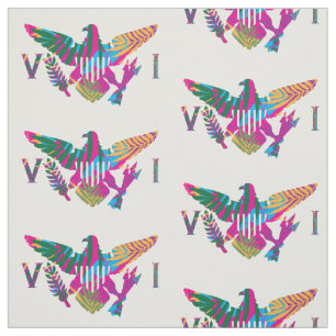U.S. Virgin Islands Flag (Large) Tropical Leaves Fabric