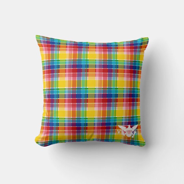 U.S. Virgin Islands Flag, Madras Cushion (Front)