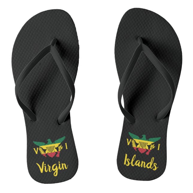 U.S. Virgin Islands Flag, Rasta Thongs (Footbed)