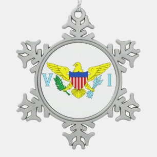 U.S. Virgin Islands Flag Snowflake Pewter Christmas Ornament