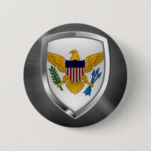 U.S. Virgin Islands Metallic Emblem 6 Cm Round Badge