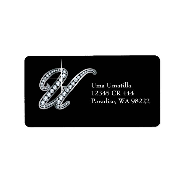 U Script "Diamond Bling" Label (Front)
