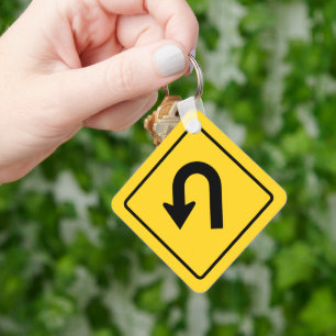 U-Turn Sign Keychain