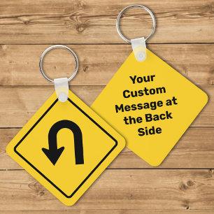 U-Turn Sign Keychain