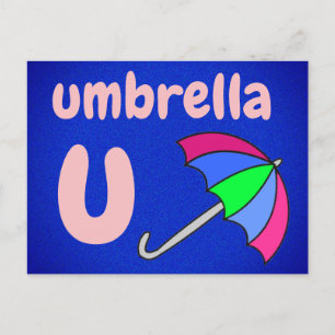 u - umbrella flash card