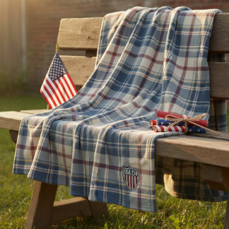 UA 250 American Plaid Shield Motif ID1301 Fleece Blanket
