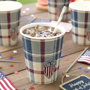 UA 250 American Plaid Shield Motif ID1301 Paper Cups