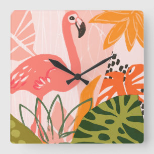 UA Jungle Flamingo II Square Wall Clock