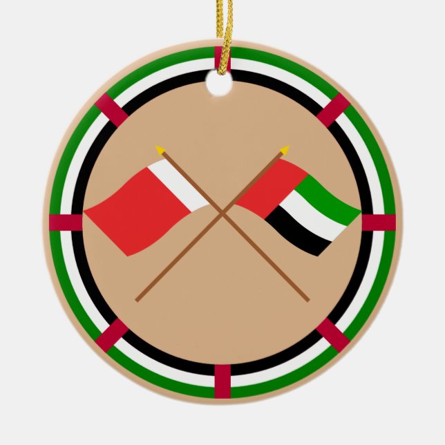 UAE and Dubai Crossed Flags Ceramic Ornament (Front)