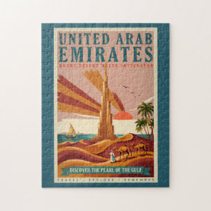 UAE Camel Burj Khalifa Illustration Travel Art Jigsaw Puzzle