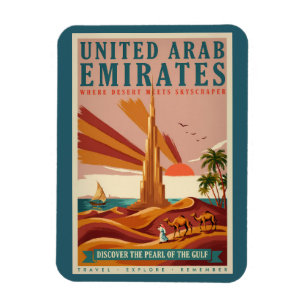 UAE Camel Burj Khalifa Illustration Travel Art Magnet