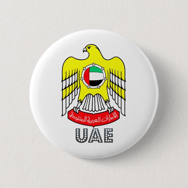 Uae Coat of Arms 6 Cm Round Badge (Front)