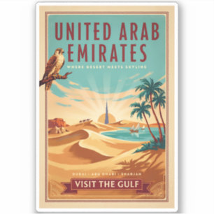 UAE Dubai Falcon Desert Illustration Travel Art