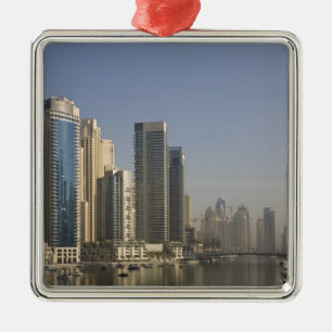 UAE, Dubai. Marina towers with boats at anchor. Metal Tree Decoration