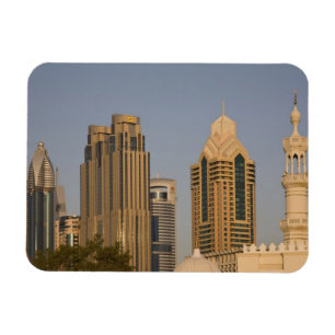UAE, Dubai. Minaret of mosque in Al Wasl, with Magnet