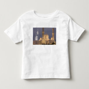 UAE, Dubai. Mosque in evening with Burj al Arab Toddler T-Shirt