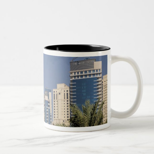 UAE, Dubai. Towers of Jumeirah Beach Residence Two-Tone Coffee Mug (Right)