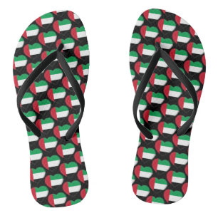 UAE Flag Colours Hearts Pattern Patriotic Thongs