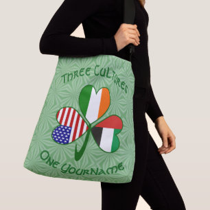 UAE Ireland USA Shamrock Flag Personalised Text Crossbody Bag