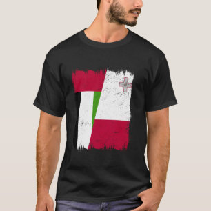 UAE Malta Half Flag United Arab Emirates Maltese R T-Shirt