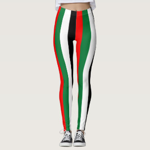 UAE National Flag Colours Vertical Striped Leggings