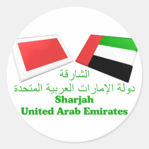 UAE & Sharjah Flag Tiles Classic Round Sticker