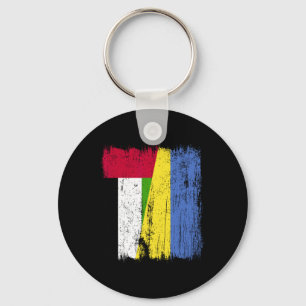 Uae Ukraine Half Flag Emirati Ukrainian Heritage Key Ring