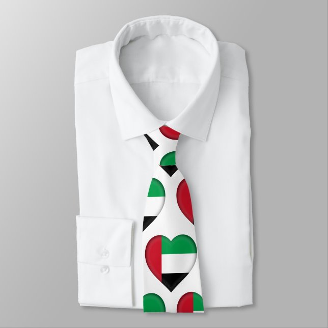 UAE United Arab Emirates Flag Colours Heart Patter Tie (Tied)