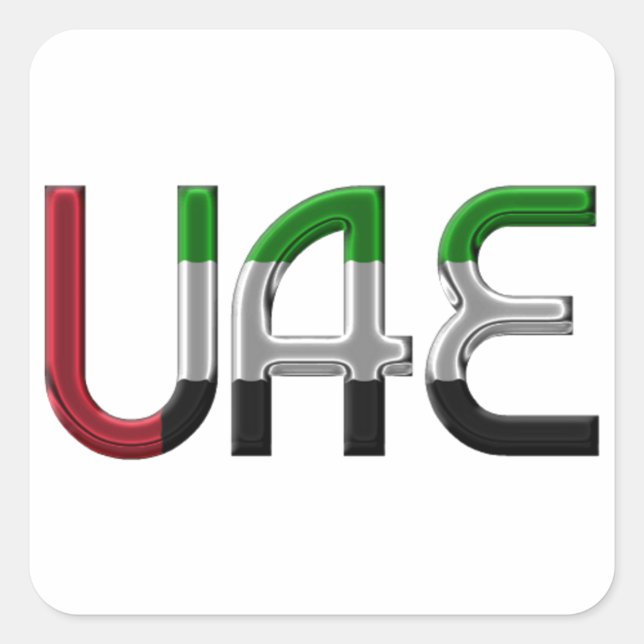 UAE United Arab Emirates Flag Colours Typography Square Sticker (Front)