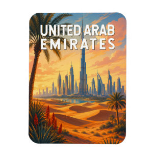 UAE United Arab Emirates Illustration Travel Art Magnet