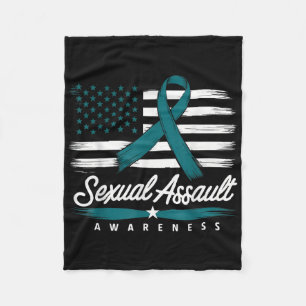 Ual Ault Awareness American Flag Teal Ribbon Fleece Blanket