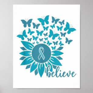 Ual Ault Awareness Month Believe Sunflower Teal Ri Poster