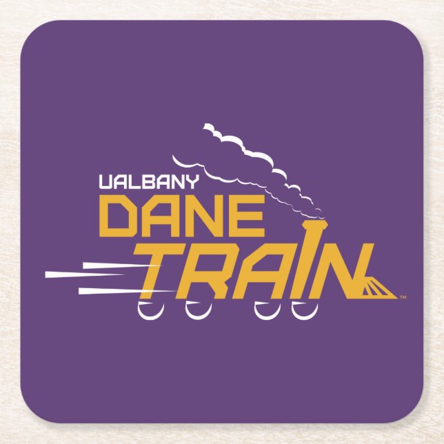 UAlbany Dane Train Logo Square Paper Coaster (Front)