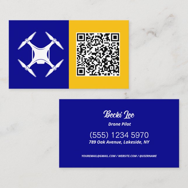 UAV Pilot Custom QR Business Card (Front/Back)