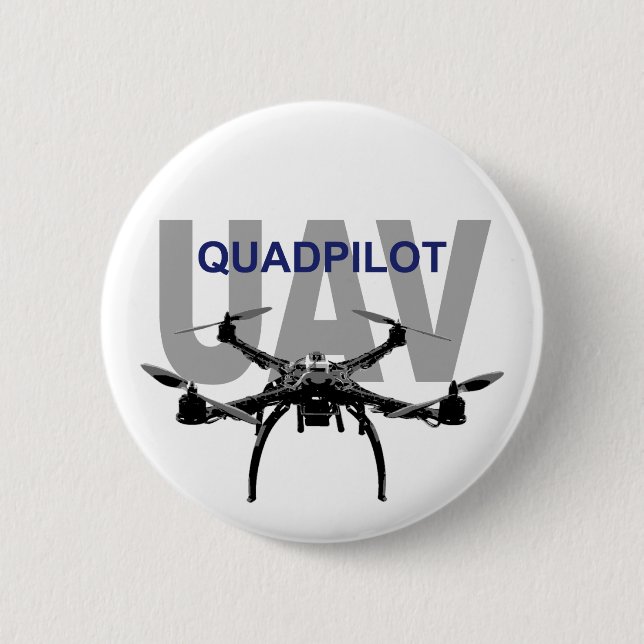 UAV Quadpilot Quadcopter Pilot 6 Cm Round Badge (Front)