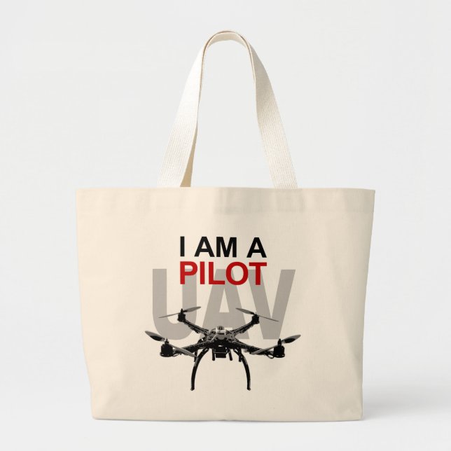 UAV Quadpilot Quadcopter Pilot Large Tote Bag (Front)