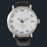 Uber Cool Mens Classic Monogrammed Initials Watch<br><div class="desc">Custom, personalised, men's classic vintage look black leather strap, alloy case, wrist watch. A timepiece that will never go out of style. Simply type in the initials. Go ahead create a wonderful, custom watch for the special men in your life - dad, groom, husband, brother, grandfather, boyfriend. Makes a great...</div>