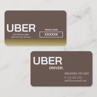 Uber Driver Modern Gold Border Referral Business Card