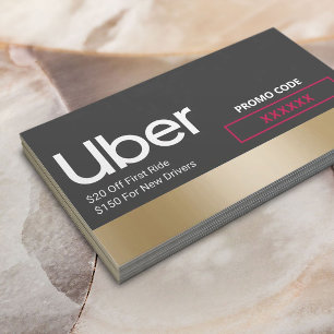 Uber Driver Modern Gold Border Referral Card