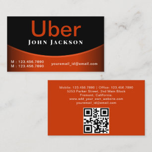Uber Driver Professional Black Minimalist Business Card