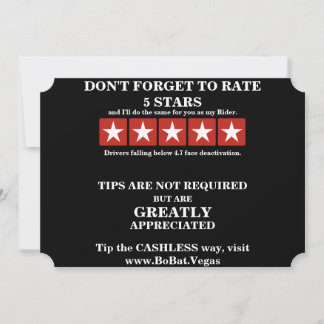 UBER Ratings & Tips; Matte 5" x 7"