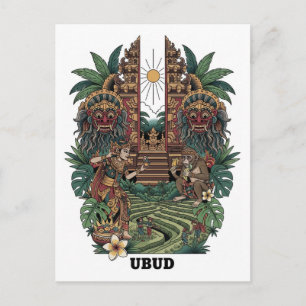 Ubud Bali Indonesia Travel Postcard
