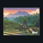 Ubud Bali Indonesia Travel Postcard<br><div class="desc">Ubud, nestled in the lush highlands of Bali, is often considered the island’s cultural and spiritual heart. Surrounded by emerald rice terraces, dense jungles, and steep river gorges, Ubud offers a serene atmosphere that contrasts with Bali’s bustling beach resorts. The town is a vibrant hub for the arts, filled with...</div>