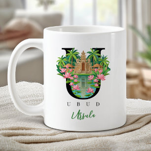 Ubud Bali Monogram Letter U Personalised Gift Coffee Mug